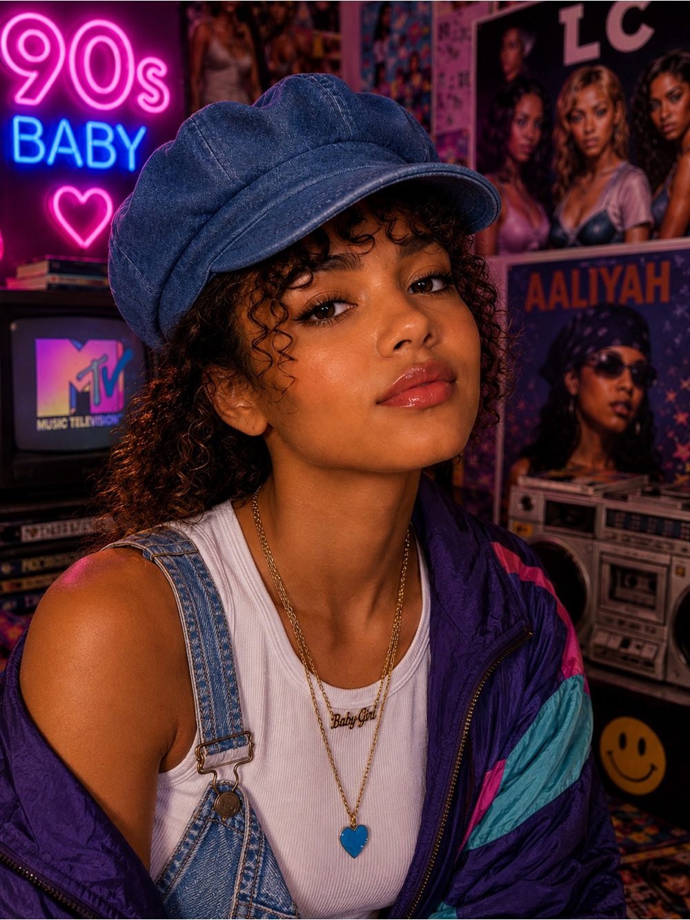 Blue Denim Newsboy Cap - Casual Accessory Retro 90s